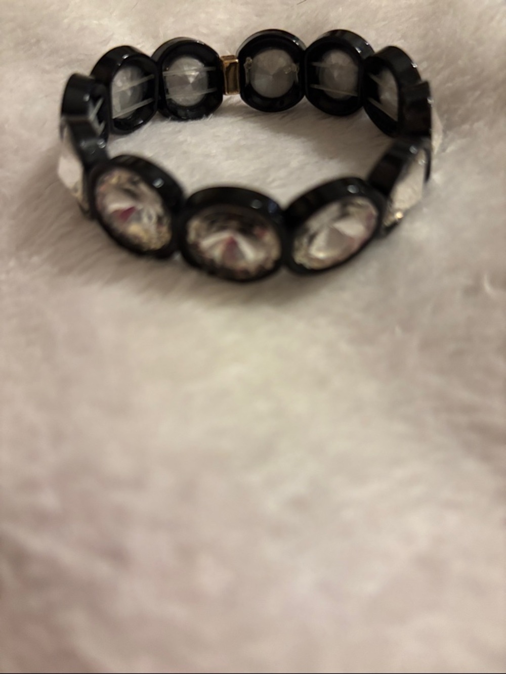 Plunder Black Bracelet with Clear Crystal Circles